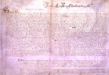 Em 1628, o Parlamento Inglês enviou esta declaração de liberdades civis do rei Carlos I.
